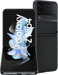 Samsung Galaxy Z Flip 4 128GB Grijs 5G + Back Cover Leer Zwart