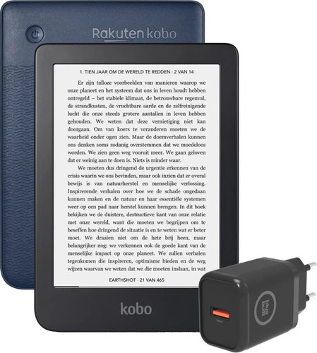 Kobo Clara 2E + BlueBuilt Quick Charge Oplader 18W 1 Kobo Clara 2E + BlueBuilt Quick Charge Oplader 18W