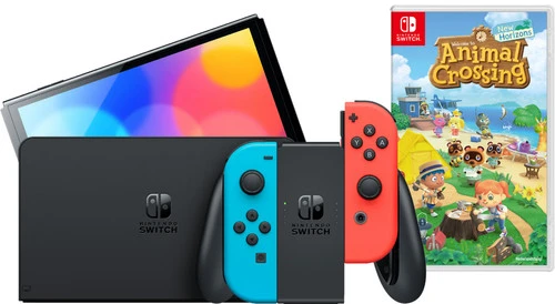 Nintendo Switch OLED Rood/Blauw + Animal Crossing New Horizons 1 Nintendo Switch OLED Rood/Blauw + Animal Crossing New Horizons