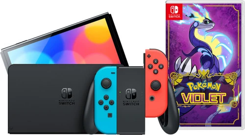 Nintendo Switch OLED Rood/Blauw + Pokémon Violet 1 Nintendo Switch OLED Rood/Blauw + Pokémon Violet