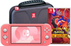 Nintendo Switch Lite Koraal + Pokémon Scarlet + Bigben Beschermtas