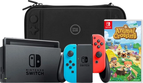 Nintendo Switch Rood/Blauw + Animal Crossing New Horizons + BlueBuilt Beschermhoes 1 Nintendo Switch Rood/Blauw + Animal Crossing New Horizons + BlueBuilt Beschermhoes