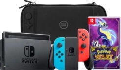 Nintendo Switch Rood/Blauw + Pokemon Violet + BlueBuilt Beschermhoes