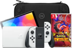Nintendo Switch OLED Wit + Pokémon Scarlet + BlueBuilt Beschermhoes
