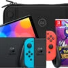 Nintendo Switch OLED Blauw/Rood + Pokémon Violet + BlueBuilt Beschermhoes