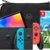 Nintendo Switch OLED Rood/Blauw + Zelda: Breath Of The Wild + Bluebuilt Beschermhoes