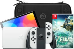 Nintendo Switch OLED Wit + Zelda: Tears Of The Kingdom + BlueBuilt Beschermhoes