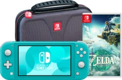 Nintendo Switch Lite Turquoise + Zelda: Tears Of The Kingdom + Bigben Beschermhoes