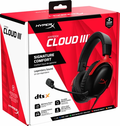 HyperX Cloud III Wired Gaming Headset - Zwart/Rood (PC, PS5, Xbox Series X/S) 9 HyperX Cloud III Wired Gaming Headset - Zwart/Rood (PC, PS5, Xbox Series X/S) - Afbeelding 9
