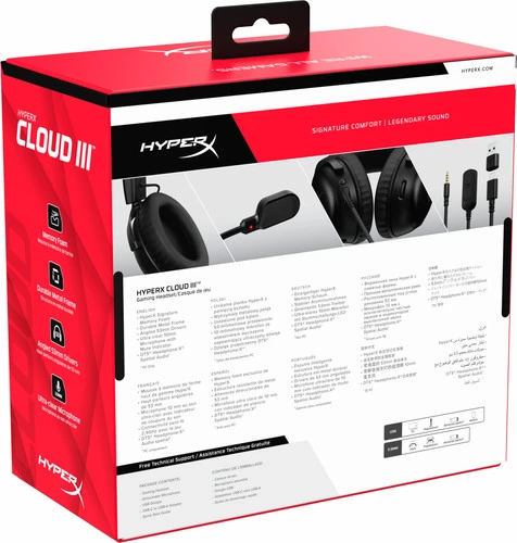 HyperX Cloud III Wired Gaming Headset - Zwart (PC, PS5, Xbox Series X/S) 10 HyperX Cloud III Wired Gaming Headset - Zwart (PC, PS5, Xbox Series X/S) - Afbeelding 10