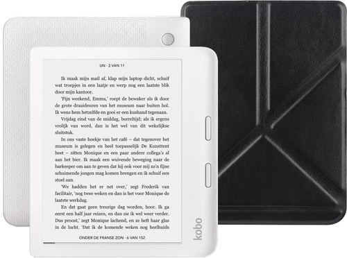 Kobo Libra 2 Wit + BlueBuilt Book Case Zwart 1 Kobo Libra 2 Wit + BlueBuilt Book Case Zwart