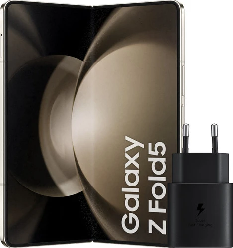 Samsung Galaxy Z Fold 5 256GB Creme 5G + Samsung Oplader 25 Watt Zwart 1 Samsung Galaxy Z Fold 5 256GB Creme 5G + Samsung Oplader 25 Watt Zwart