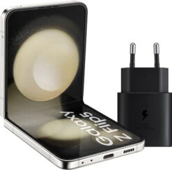 Samsung Galaxy Z Flip 5 256GB Creme 5G + Samsung Oplader 25 Watt Zwart