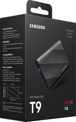 Samsung T9 Portable SSD 1TB Zwart 22 Samsung T9 Portable SSD 1TB Zwart -Nintendo Winkel 1976604 1