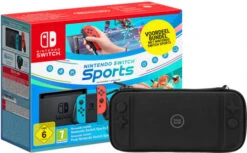 Nintendo Switch Rood/Blauw + Switch Sports + 3 Maanden Nintendo Online + Beschermhoes