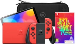 Nintendo Switch OLED Super Mario Editie + Just Dance 2024 + BlueBuilt Beschermhoes