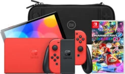 Nintendo Switch OLED Super Mario Editie + Mario Kart 8 Deluxe + BlueBuilt Beschermhoes