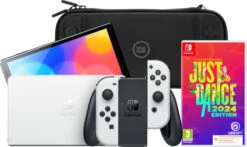 Nintendo Switch OLED Wit + Just Dance 2024 + BlueBuilt Beschermhoes