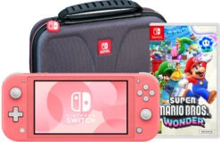 Nintendo Switch Lite Koraal + Super Mario Bros. Wonder + Beschermhoes