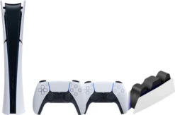 Sony PlayStation 5 Slim Digital Edition + Extra Controller Wit + BlueBuilt Oplaadstation
